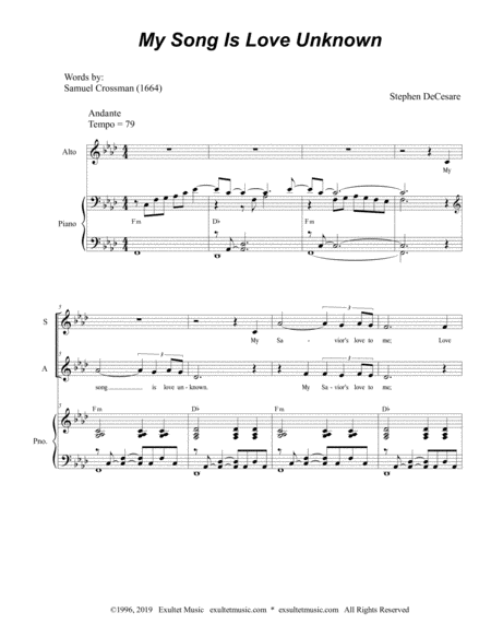 My Song Is Love Unknown Duet For Soprano And Alto Solo Page 2