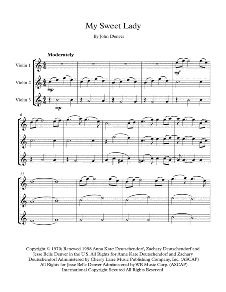 My Sweet Lady For Violin Trio Page 2