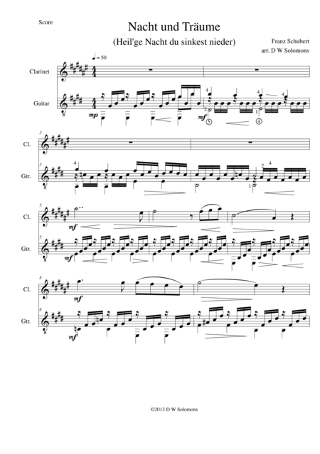 Nacht Und Trume Heil Ge Nacht Du Sinkest Nieder For Clarinet And Guitar Page 2