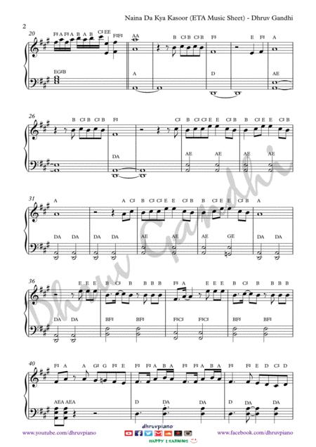 Naina Da Kya Kasoor Piano Arrangement Easy To Advanced Page 2