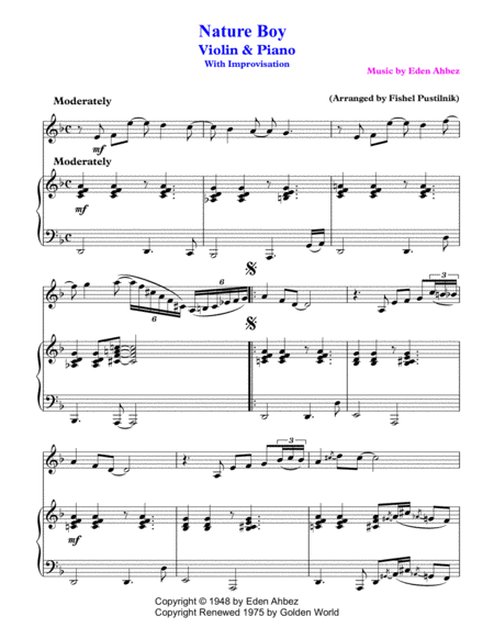 Nature Boy For Violin And Piano With Improvisation Video Page 2