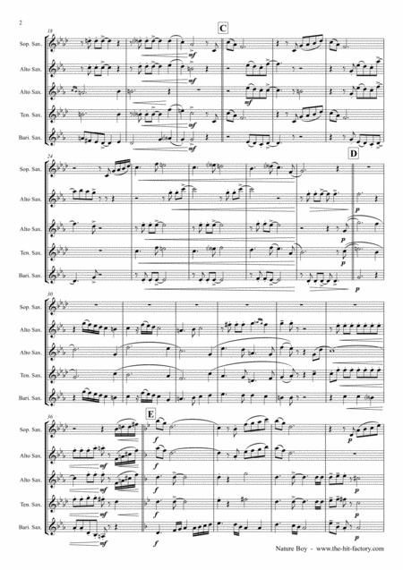 Nature Boy Nat King Cole Saxophone Quintet Page 2