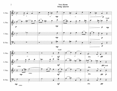 Navy Hymn Eternal Father Strong To Save Recorder Quartet Satb Intermediate Page 2