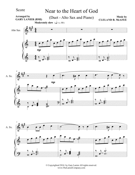 Near To The Heart Of God Duet Alto Sax Piano With Score Part Page 2