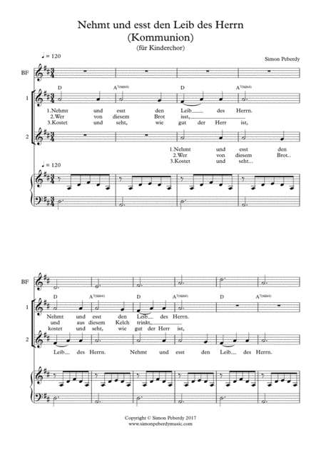 Nehmt Und Esst Den Leib Des Herrn Kommunionlied Fr Kinderchor Communion Song For Childrens Choir Page 2