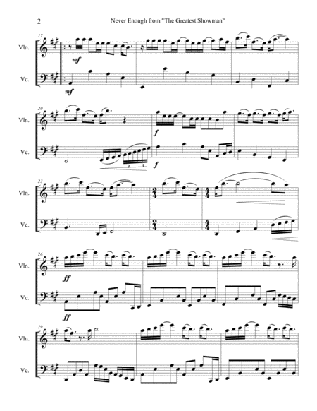 Never Enough From The Greatest Showman Arranged For String Duet Page 2