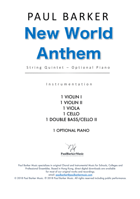 New World Anthem String Quintet Score Parts Page 2