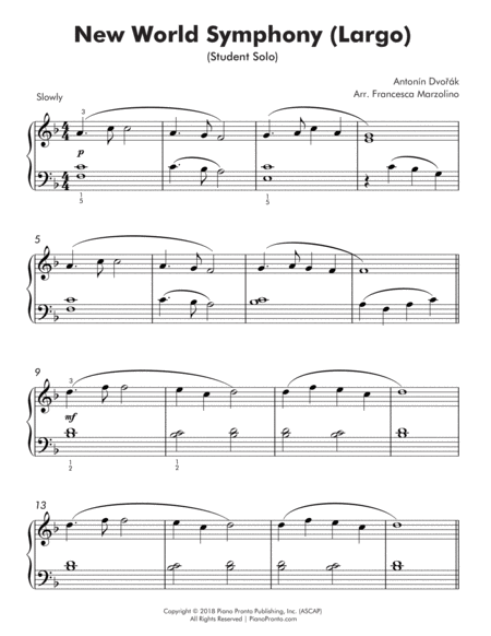 New World Symphony Largo Easy Piano With Duet Page 2