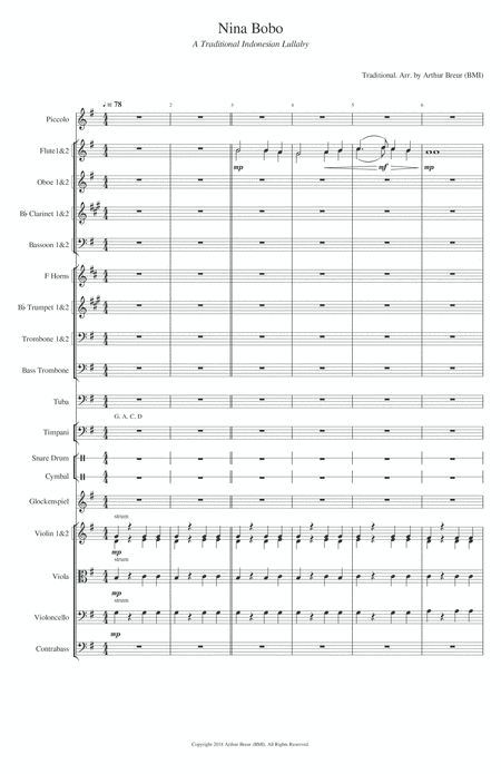 Nina Bobo A Traditional Indonesian Lullaby Orchestra Score Parts Page 2