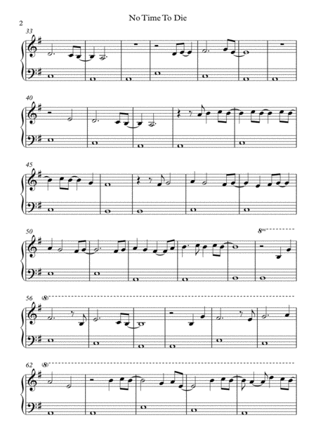 No Time To Die By Billie Eilish Easy Piano In Easy To Read Format Page 2