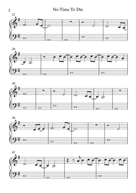 No Time To Die By Billie Eilish Easy Piano With Note Names In Easy To Read Format Page 2