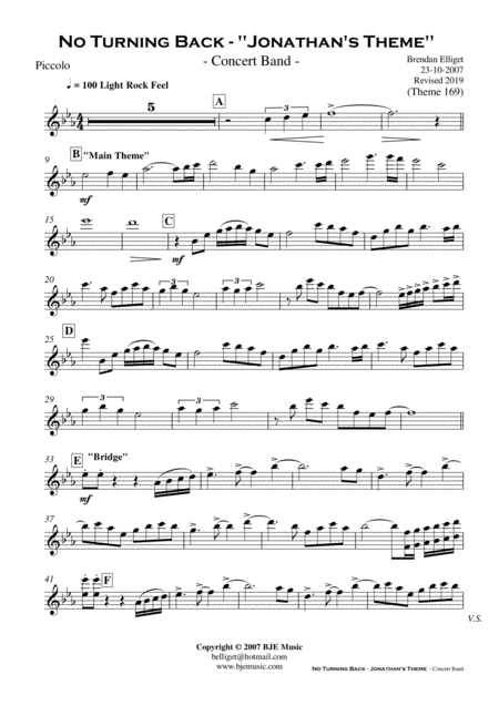 No Turning Back Jonathans Theme Concert Band Score And Parts Pdf Page 2