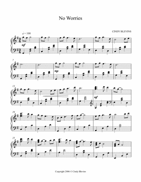 No Worries An Original Piano Solo From My Piano Book Windmills Page 2