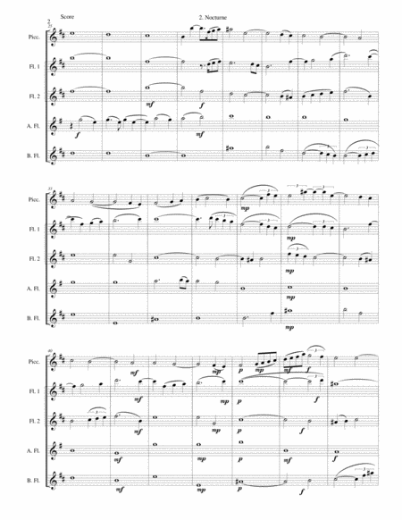 Nocturne For Flute Quintet Piccolo 2 Flutes Alto Flute And Bass Flute Page 2