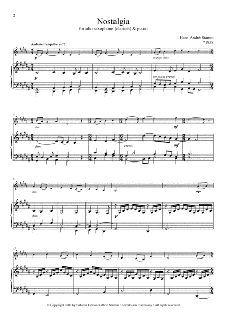 Nostalgia For Alto Saxophone Clarinet And Piano Page 2