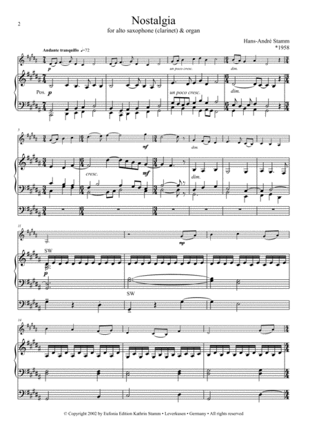 Nostalgia For Alto Saxophone Or Clarinet And Organ Page 2