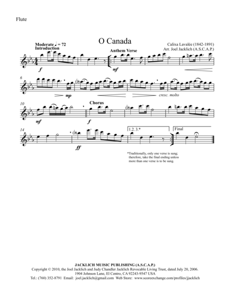 O Canada Woodwind Quintet Page 2