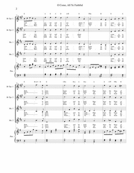 O Come All Ye Faithful Adeste Fideles Brass Ensemble Piano Page 2