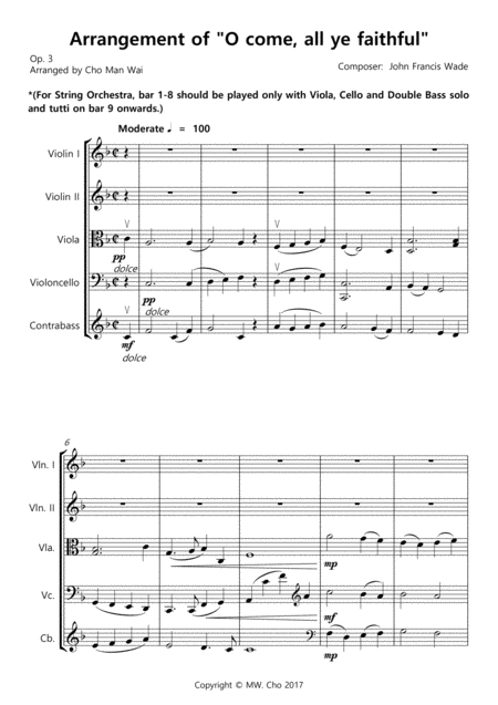 O Come All Ye Faithful Arr For String Quintet Or String Orchestra Op 3 Page 2