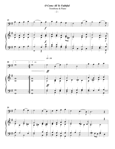 O Come All Ye Faithful For Trombone Piano Page 2