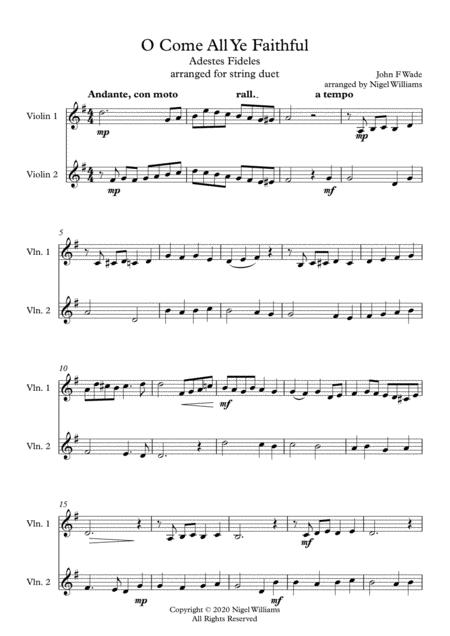 O Come All Ye Faithful For Violin Duet Page 2