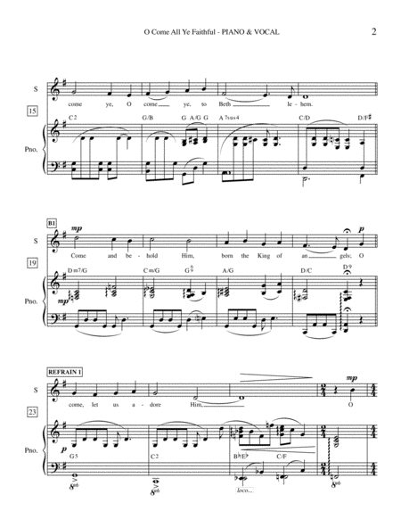 O Come All Ye Faithful Piano Vocal Page 2
