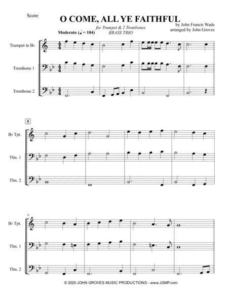 O Come All Ye Faithful Trumpet 2 Trombone Brass Trio Page 2