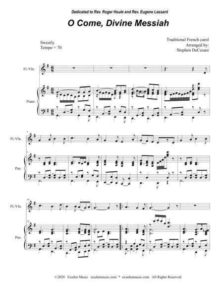 O Come Divine Messiah For Flute Or Violin Solo And Piano Page 2