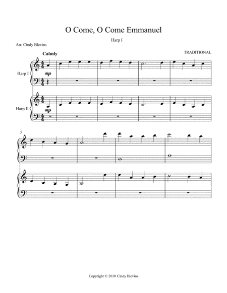 O Come O Come Emmanuel Arranged For Harp Duet Page 2