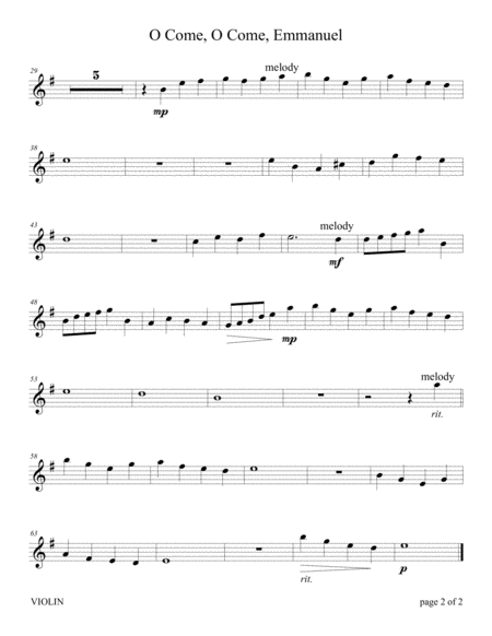 O Come O Come Emmanuel For Violin And Cello Duet With Piano Accompaniment Page 2