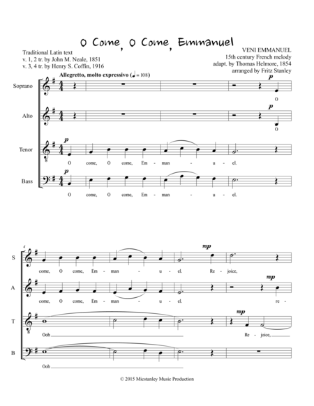 O Come O Come Emmanuel Satb A Cappella Page 2