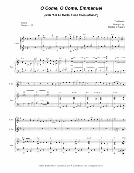 O Come O Come Emmanuel With Let All Mortal Flesh Keep Silence Duet For Soprano Alto Saxophone Page 2