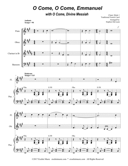 O Come O Come Emmanuel With O Come Divine Messiah For Woodwind Quartet Page 2