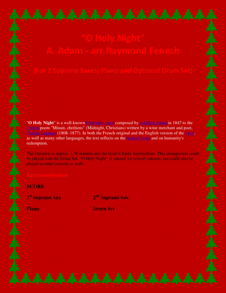 O Holy Night 2 Soprano Saxes Piano And Optional Drum Set Intermediate Level Page 2