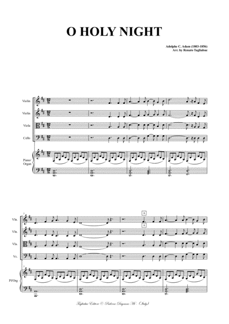 O Holy Night Adams Arr For String Quartet And Piano Org Page 2