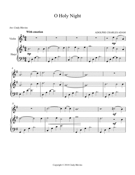O Holy Night Arranged For Harp And Violin Page 2