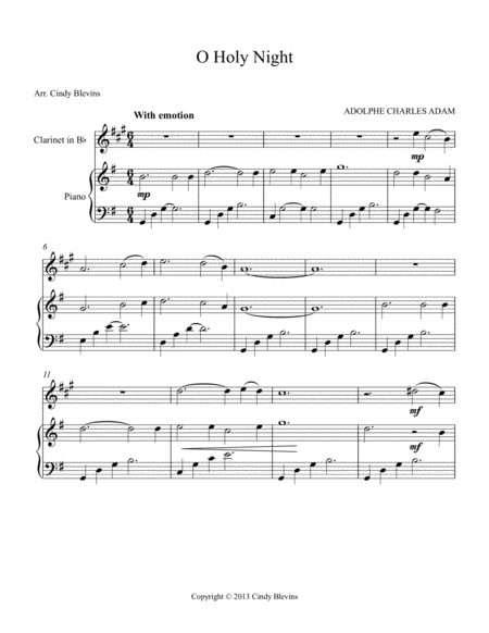 O Holy Night Arranged For Piano And Bb Clarinet Page 2