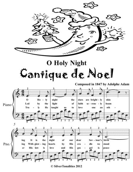 O Holy Night Cantique De Noel Easy Piano Sheet Music Tadpole Edition Page 2