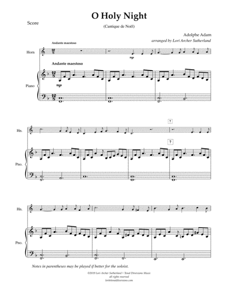 O Holy Night For Horn And Piano Page 2