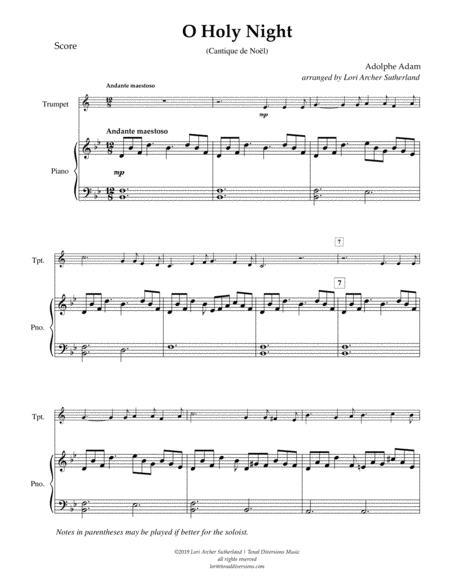 O Holy Night For Trumpet And Piano Page 2