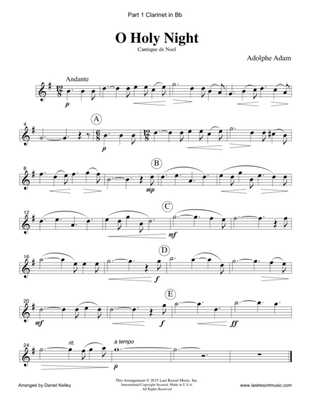 O Holy Night For Woodwind Trio 2 Clarinets Bassoon Set Of 3 Parts Page 2