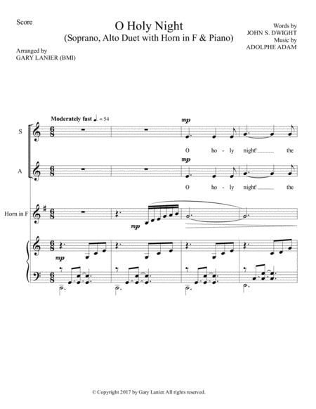 O Holy Night Soprano Alto Duet With Horn In F Piano Score Parts Included Page 2