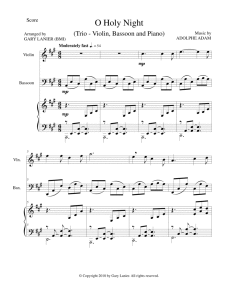 O Holy Night Trio Violin Bassoon And Piano With Parts Page 2