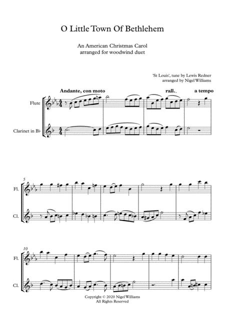 O Little Town Of Bethlehem Duet For Flute And Clarinet Page 2