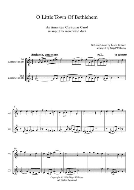 O Little Town Of Bethlehem For Clarinet Duet Page 2