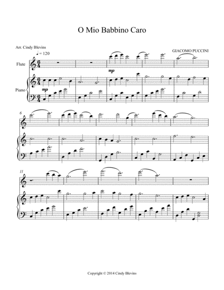 O Mio Babbino Caro Arranged For Piano And Flute From My Book Classic With A Side Of Nostalgia For Piano And Flute Page 2