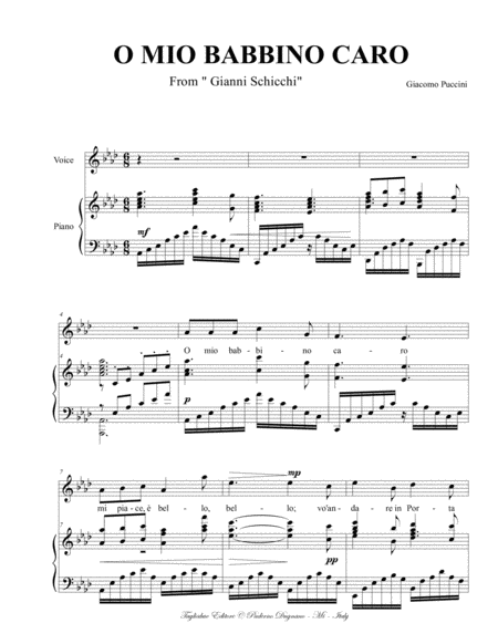 O Mio Babbino Caro G Puccini For Soprano And Piano With Mp3 Of Instrumental Base For Piano Embedded In Pdf File Page 2