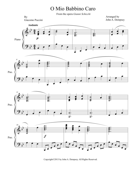 O Mio Babbino Caro Piano Solo Page 2