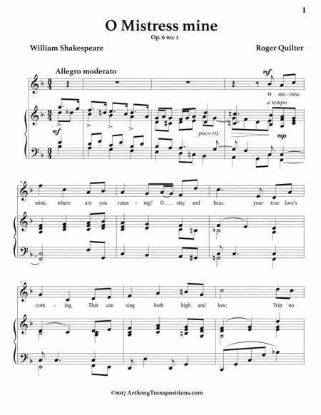 O Mistress Mine Op 6 No 2 F Major Page 2