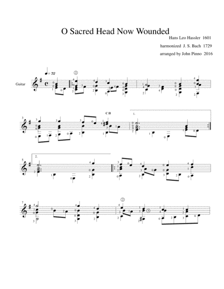 O Sacred Head Now Wounded Solo Classical Guitar Page 2